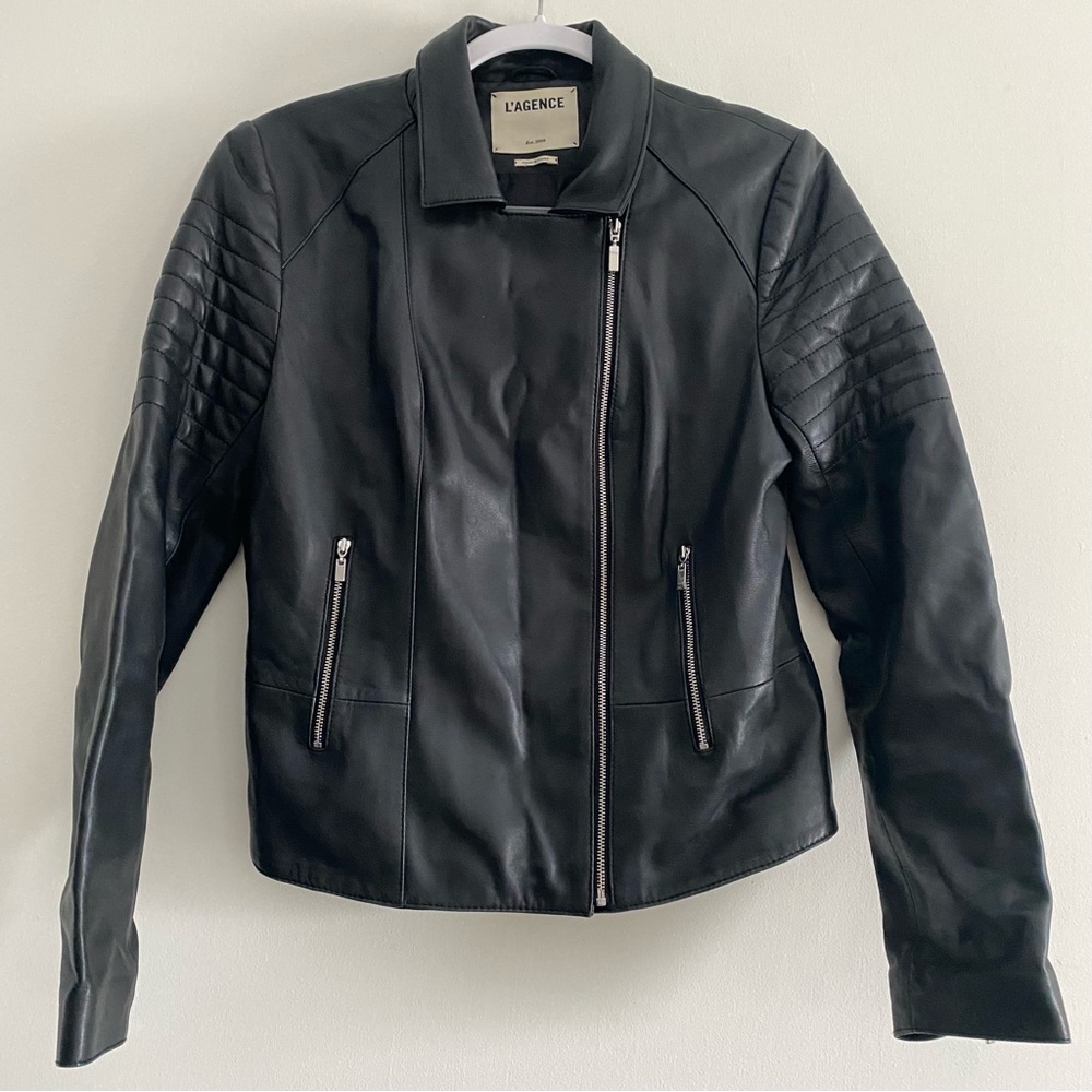 L'Agence Mercer Black Leather Moto Jacket - Women's M - Preowned